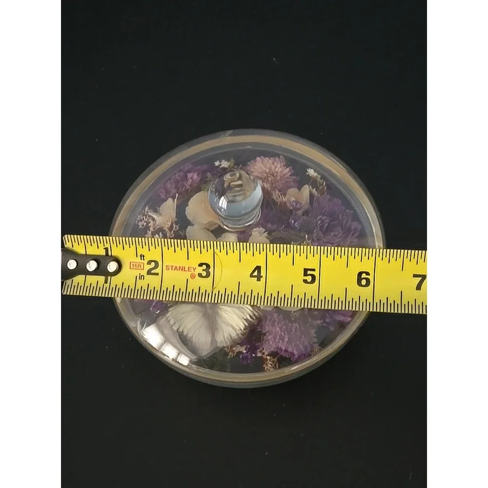 Vintge Apothecary Round Dome Dish Display w Lid Terrarium‎ Floral Dried Flowers